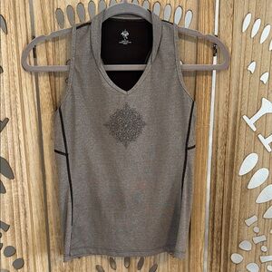 Prana Brown Gray Sleeveless V-Neck Tank Top
